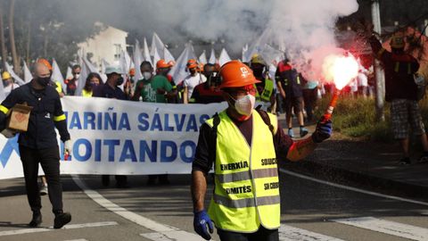 Manifestacin de los trabajadores de Alcoa San Cibrao