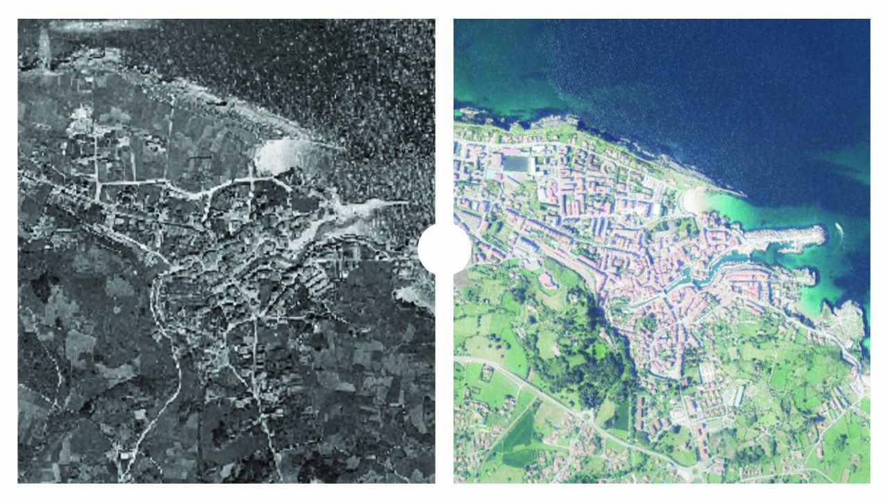 Llanes en 1956 y en 2019, seg�n datos del Instituto Geogr�fico Nacional (IGN)