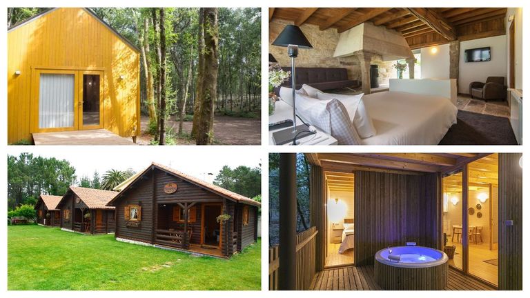 DE IZQUIERDA A DERECHA: CABAÑAS DA ULLA, A CABANA DE CARMEN, CABAÑA DE LIRES Y ENOTURISMO MARÍA MANUELA