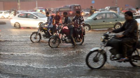 Lluvias torrenciales sobre Karachi (Paquistán). 