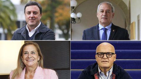 Presidentes de las cuatro diputaciones gallegas: Valentin González Formoso (A Coruña), José Tomé (Lugo), Carmela Silva (Pontevedra) y José Manuel Baltar (Ourense)