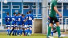 Los futbolistas del Divisin de Honor del Real Oviedo celebran el gol ante el Racing de Ferrol