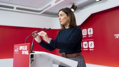 La portavoz del PSOE, Esther Peña, en su comparecencia para valorar las elecciones gallegas.