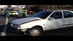 Accidente m�ltiple en la N6 a la altura de la rotonda de as saamasas
