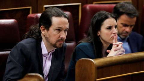 Los líderes de Unidas Podemos, Pablo Iglesias e Irene Montero.
