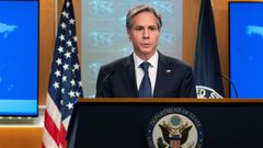 El secretario de Estado de EE.UU., Antony Blinken, durante una comparecencia en febrero.