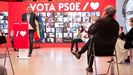 Sánchez y Gabilondo, hoy domingo, en un acto electoral semipresencial en la sede del PSOE