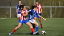 Un momento del partido entre el Real Oviedo Femenino y el Atlético de Madrid Femenino B