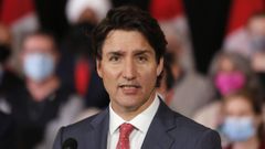 El presidente canadiense, Justin Trudeau, durante el anuncio de la nueva legislacin para las armas en Canad.