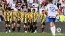 Los jugadores del Oviedo celebran el gol de Montoro al Zaragoza