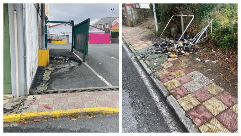 Noche de contenedores en llamas por la acción de vándalos en Mugardos