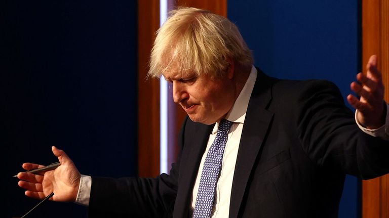 Boris Johnson, primer ministro británico, durante una rueda de prensa