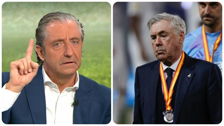Josep Pedrerol y Carlo Ancelotti, entrenador del Real Madrid