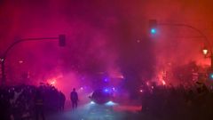 Recibimiento al autobs del Real Oviedo