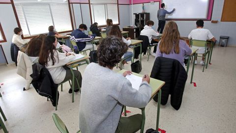 Un aula de un instituto gallego, en una foto de archivo