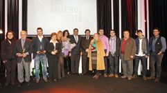 José Amigo, segundo por la izquierda, en la foto de familia de la gala Xalleiros 2014 en la que fue distinguido