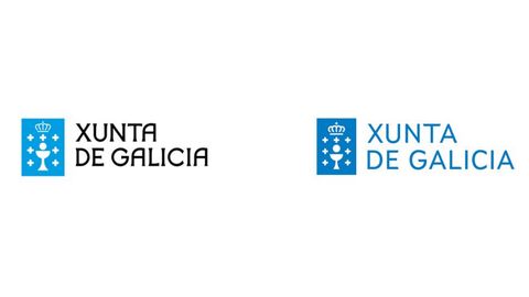 A la izquierda, el antiguo logo de la Xunta. A la derecha, el nuevo, con la tipografía Xunta Sans
