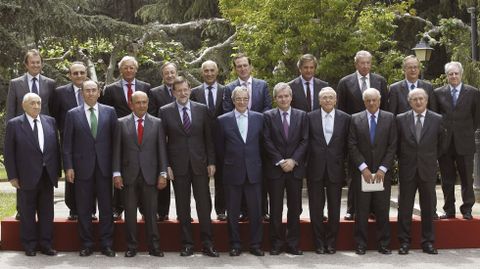 Reunión de los empresarios del Consejo de Competitividad en La Moncloa, en mayo del 2015