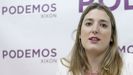 La candidata de Podemos a la Alcaldía de Xixón, Olaya Suárez, en la sede del partido