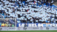Protesta de la afici�n del Real Oviedo tras la suspensi�n de Vallecas