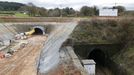 Obras del nuevo túnel de Oural (al lado, el túnel antiguo) en la línea Lugo-Sarria-Monforte, incluida en el corredor atlántico.