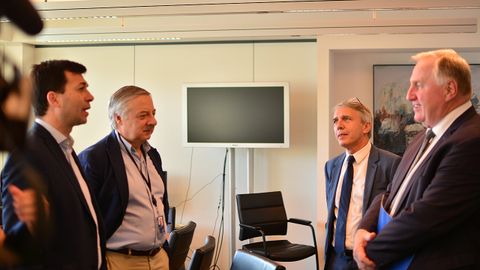 Gonzalo Caballero, junto a Pepe Blanco, en la reunin con Karl-Heinz Lambertz, presidente del Comit Europeo de las Regiones