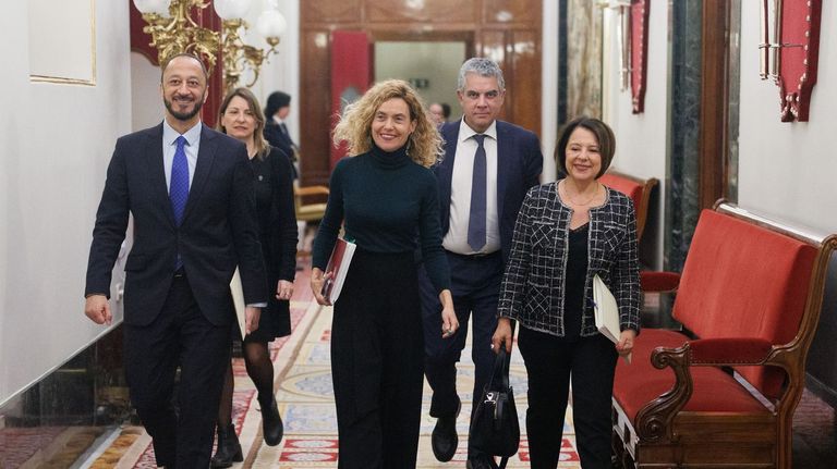 La presidenta del Congreso, Meritxell Batet, a su llegada a la reunión