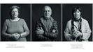 Tres dos retratos da serie: Pilar Taboada, Manuel Queijo e Preciosa Martínez