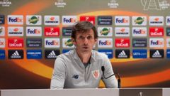 Cuco Ziganda, durante una rueda de prensa con el Athletic de Bilbao
