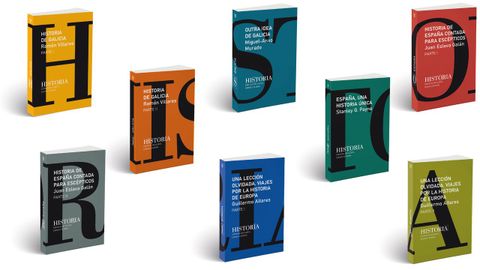 Detalle de las portadas de los libros de la colección de historia de La Voz de Galicia