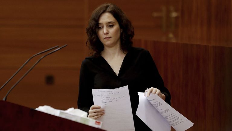 Ayuso, este miércoles, en la Asamblea de la Comunidad de Madrid