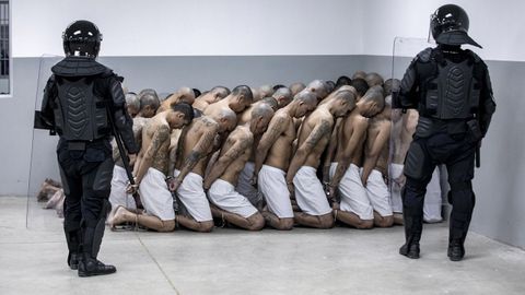 Gang members in a high security prison in El Salvador