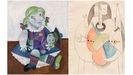 Dos de las obras de Picasso que podrán verse en la exposición de A Coruña: «Maya con muñeca», de 1938, en la que Picasso representa a su hija Maya con una muñeca (a la izquierda) e «Instrumentos de música», que Picasso realizó en 1913 y en la que se observa una gaita (a la derecha).