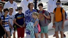 La reina Sofa, con sus nietos en Mallorca