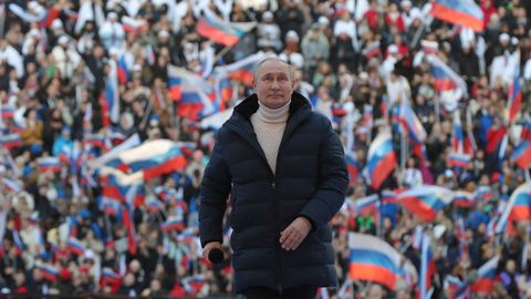 Putin, en marzo del ao pasado en el estadio olmpico de Mosc festejando el octavo aniversario de la anexin de Crimea