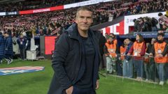 Luis Carrión, antes del Atlético de Madrid-Real Oviedo