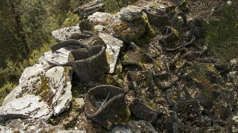 Restos de viejas colmenas en las alvarizas de Pereiro