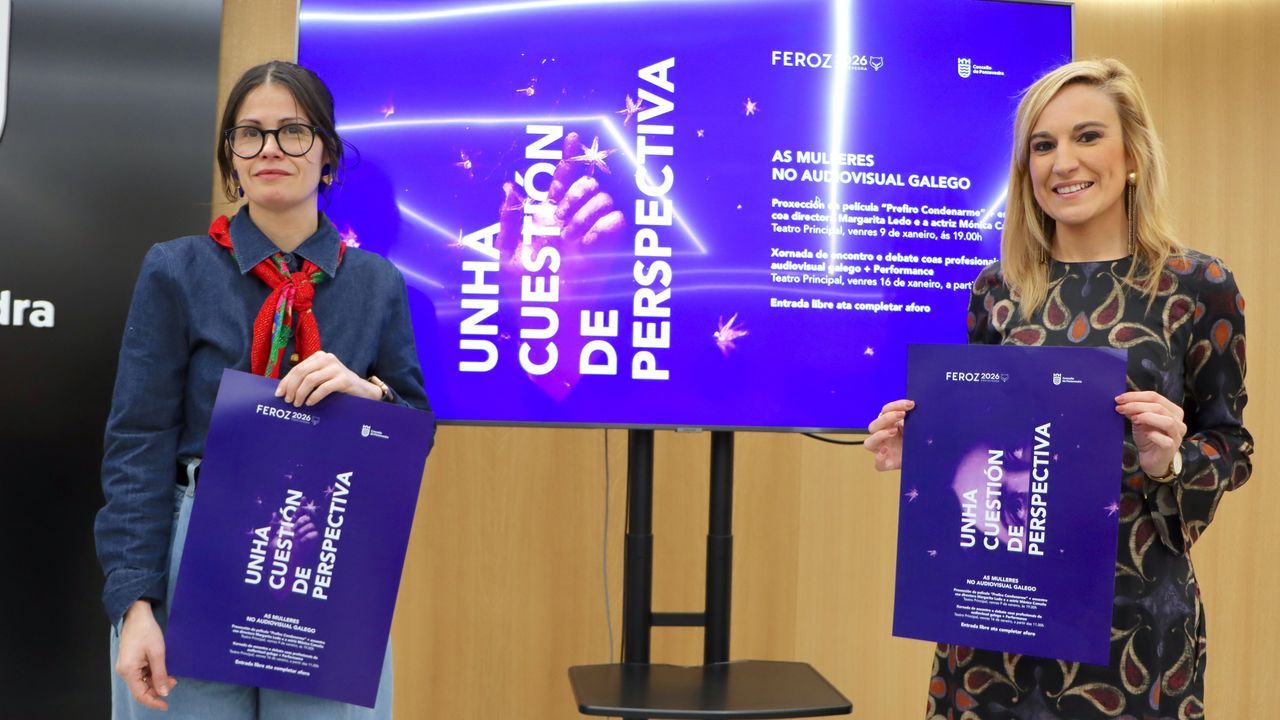 A concelleira Anabel Gul�as e a coordinadora do ciclo, Paula Cabaleiro, este m�rcores no Concello de Pontevedra