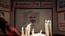 Altar en honor a Jamal Khashoggi preparado por activistas en favor de la libertad de prensa en Estambul.