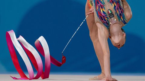 La atleta italiana Talisa Torreti durante el campeonato de gimnasia rítmica que estos días se celebra en Buenos Aires. 