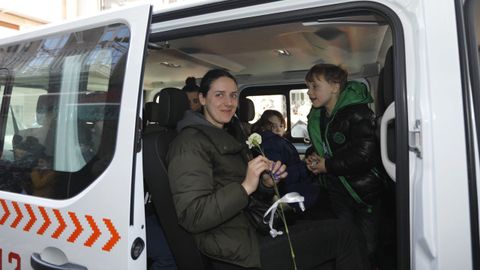 Llegada a Maceda de refugiados de Ucrania.