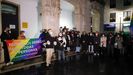 El presidente del Principado de Asturias, Adrián Barbón, participa en la concentración de repulsa por una agresión homófoba en Pola de Siero 