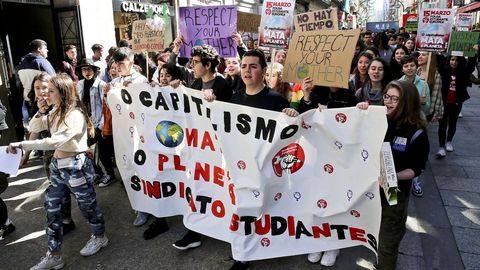 Estudiantes gallegos en una marcha contra el cambio climático