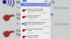Captura de uno de los avisos en tiempo real