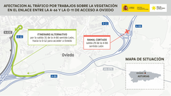 Cortes de tr�fico en la A-66 a la altura de Oviedo por trabajos de mantenimiento a partir del lunes