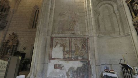 Pinturas de la iglesia de santo Estevo de Ribas de Sil. Martirio de santa Catalina.