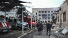 Imagen de una zona de Dnipro atacada por los misiles rusos