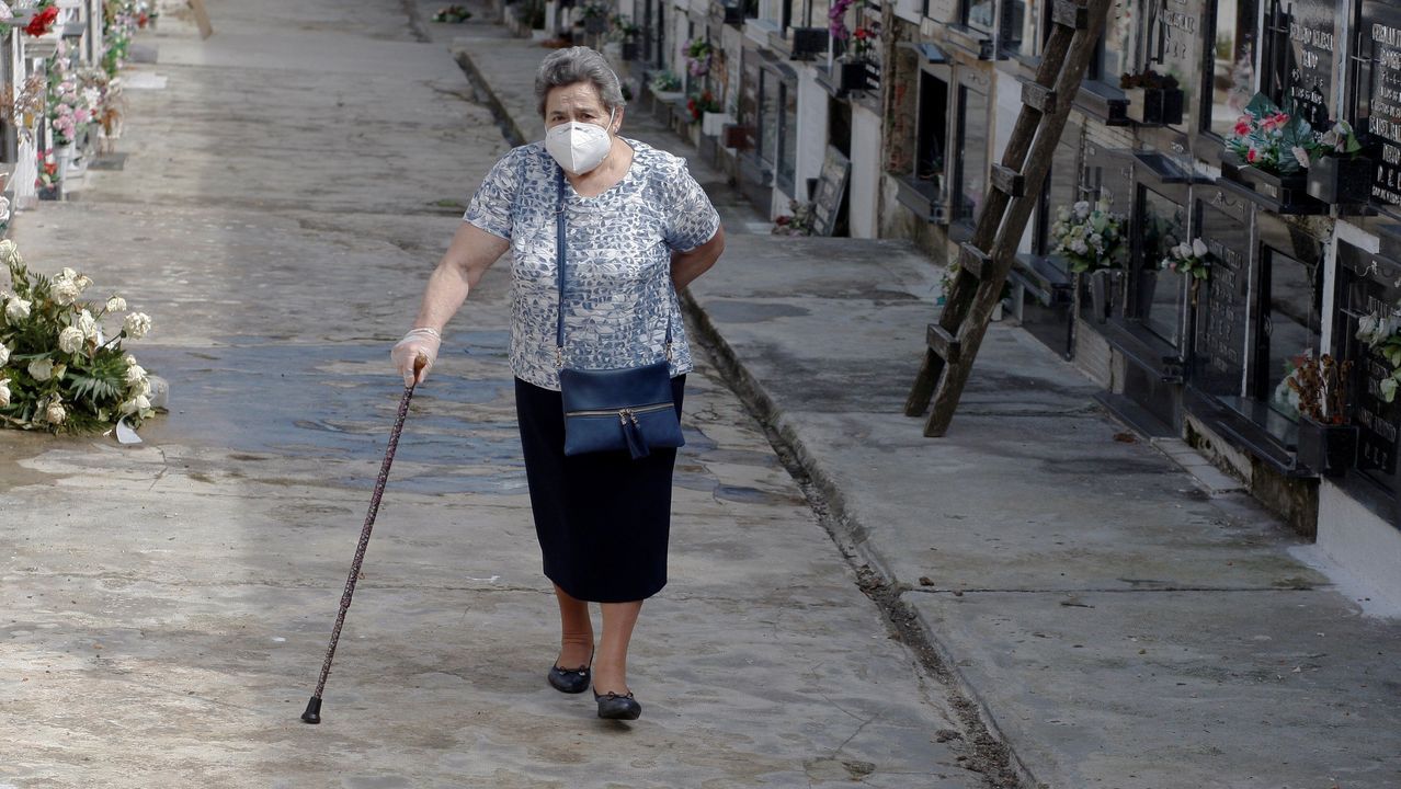 Im�genes de una excavaci�n minuciosa.Una mujer visita el cementerio de Ceares, en Gij�n