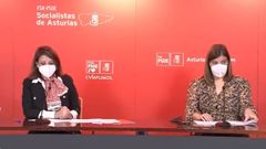 Captura de la rueda de prensa telemtica de Adriana Lastra y Gimena Llamedo.