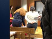 La casada (izquierda ) y su amiga, al terminar el juicio que se celebr� en el Penal n�mero 1 de Vigo